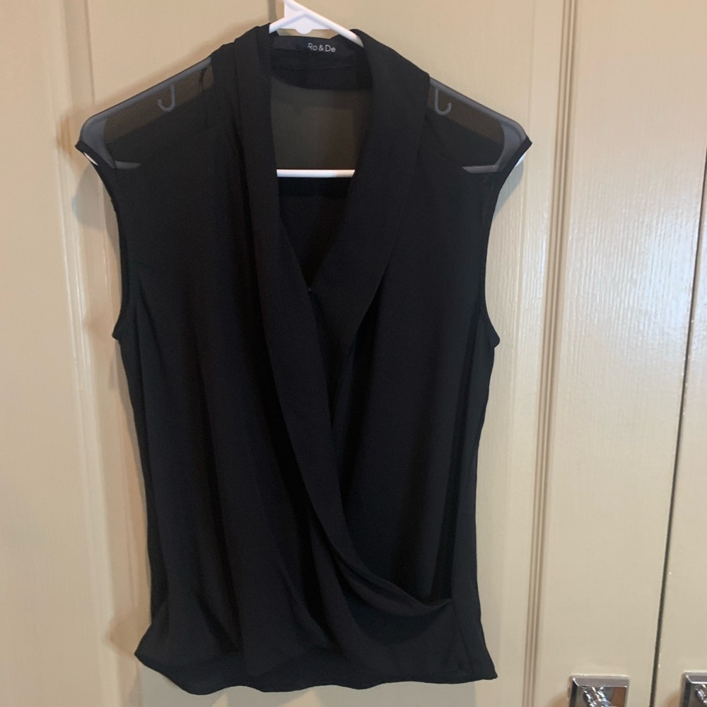 NWOT Ro & De Sleeveless Wrap Sheer Panel Blouse XS